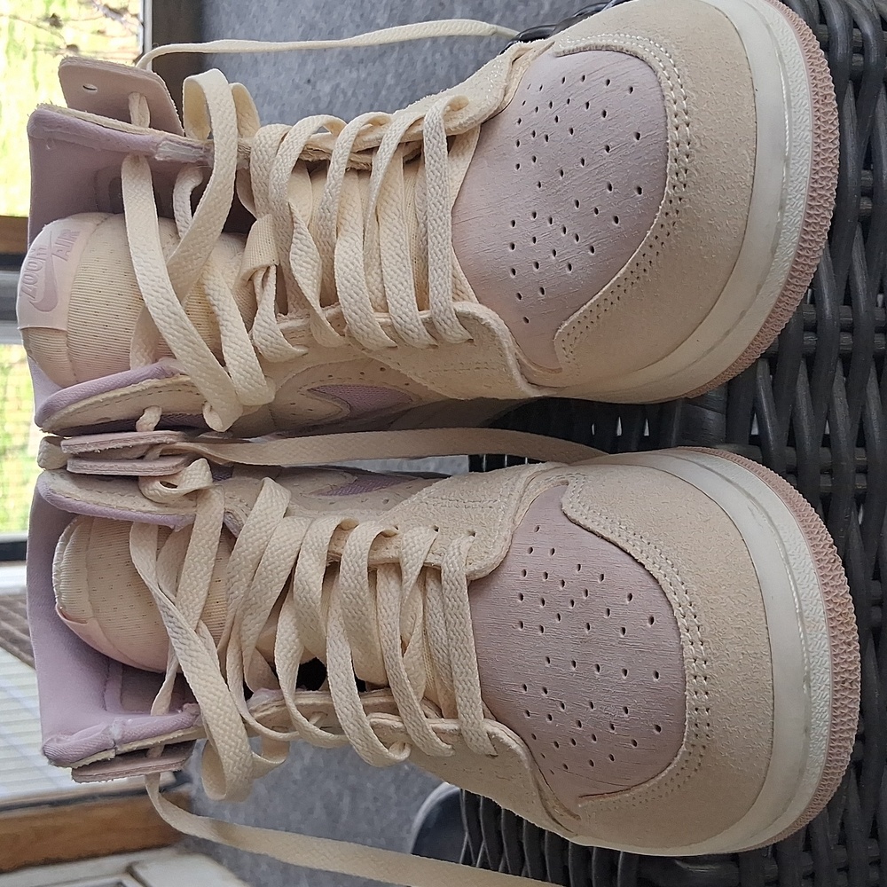 Nike Jordan 1 Women's Beige and Light Pink Sneakers